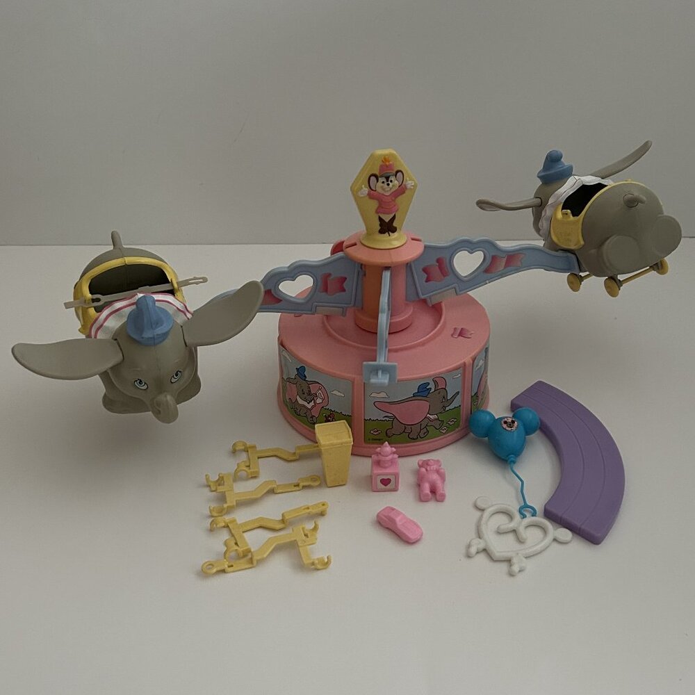 Heart Family Visits Disneyland Park 1989 DUMBO RIDE #1076 2058 Mattel; Working!